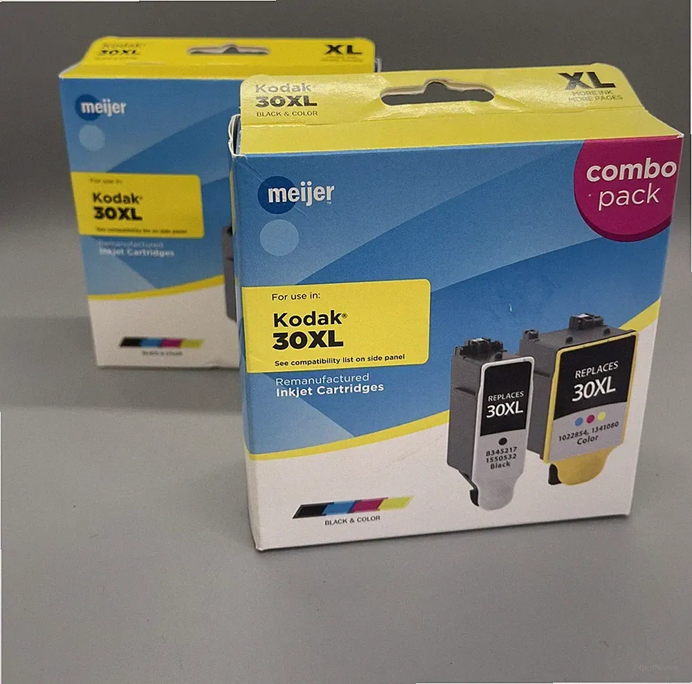 2 Pack - Black & Color Printer Ink Cartridges For Kodak 30XL Combo Pack
