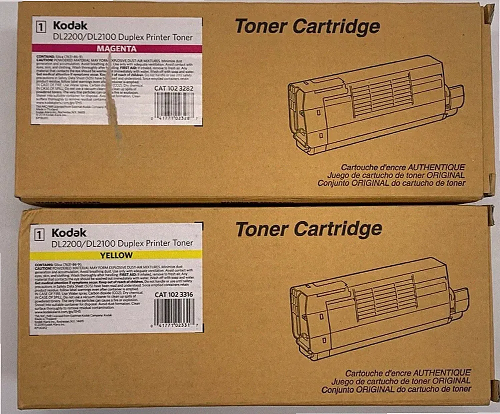 2PC Kodak Cartridge Set ~ Magenta & Yellow ~ Dl2200/Dl2100 Duplex Printer Toner