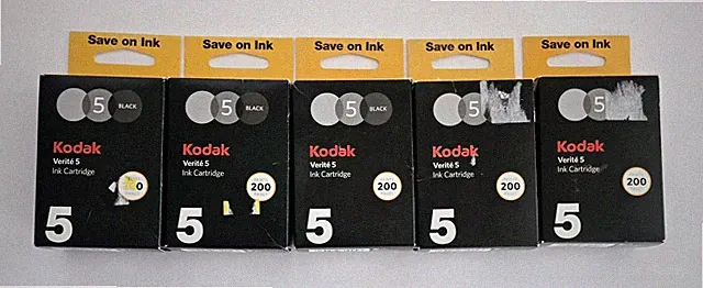 5 Lot Genuine Kodak Verite 5 Ink Cartridge BLACK OEM