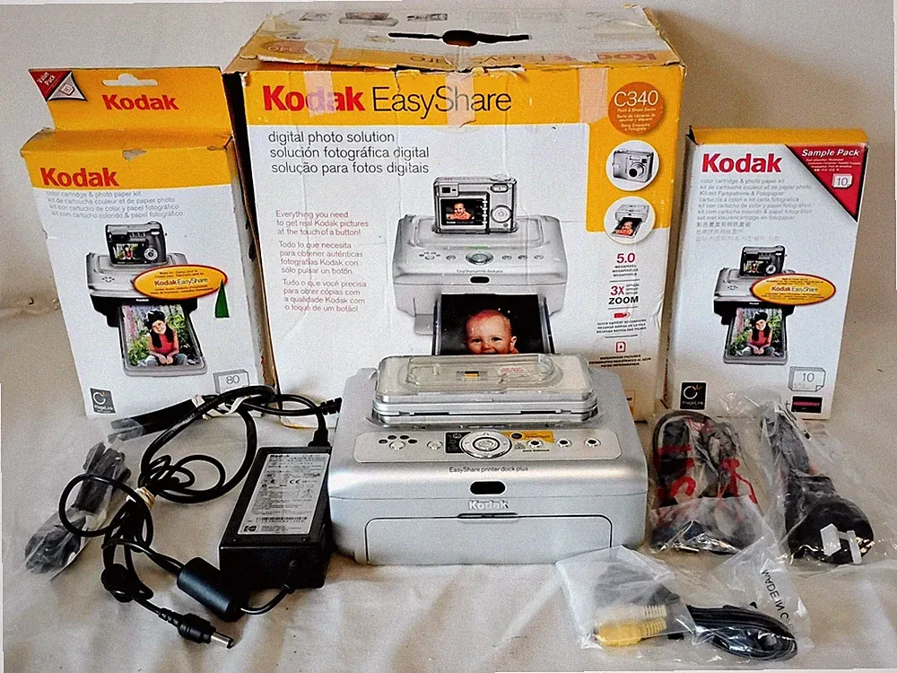 Kodak Easyshare C340 Digital Printer + Photo Paper, Ink Cartridges, & More Lot