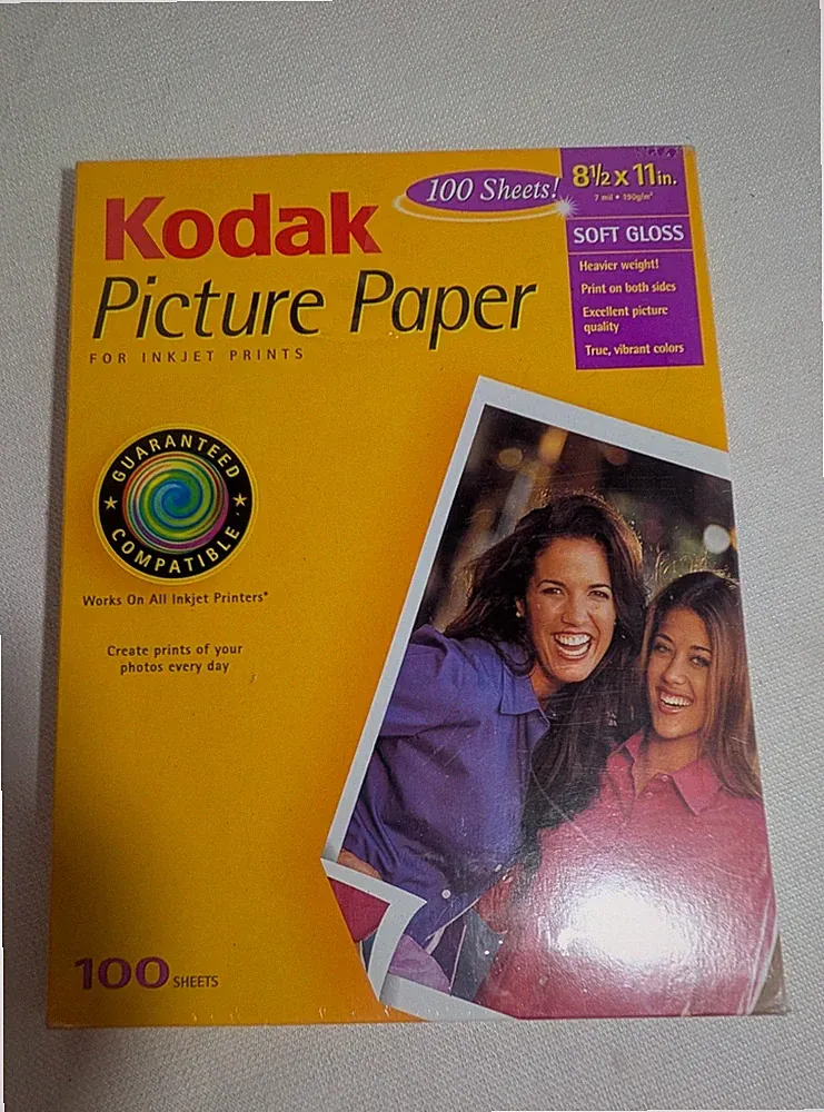 Kodak Ink 100 Sheets Soft Gloss Picture Photo Paper 8 1/2 x 11