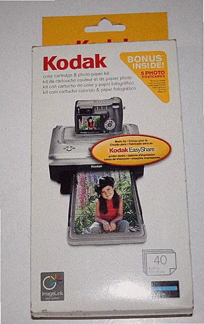 Kodak Ph-40 Color Cartridge And Photo Paper Kit