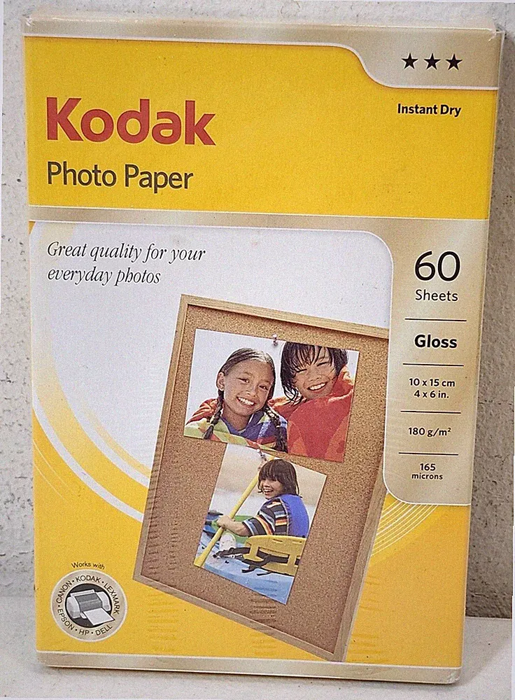 Kodak Photo Paper 60 Sheets 4x6 Gloss Printer Paper White NEW