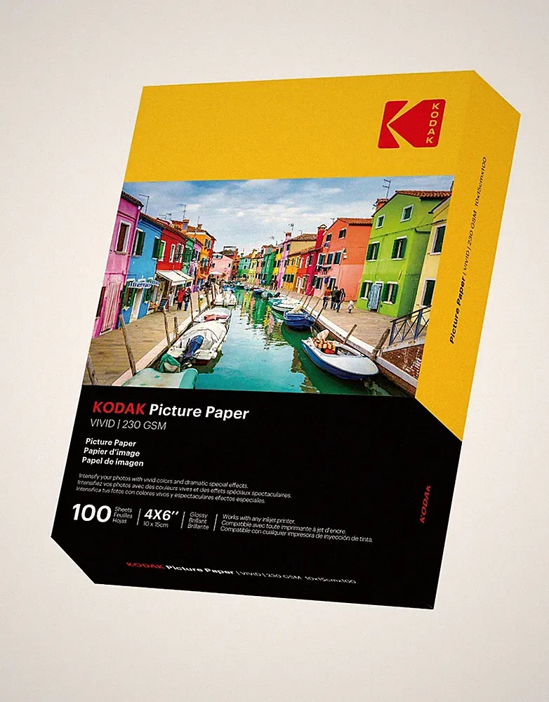 KODAK Photo Paper Gloss 4"x6", 100 Count, 66lb-230g/m2 Weight, 11.9 mil Thick