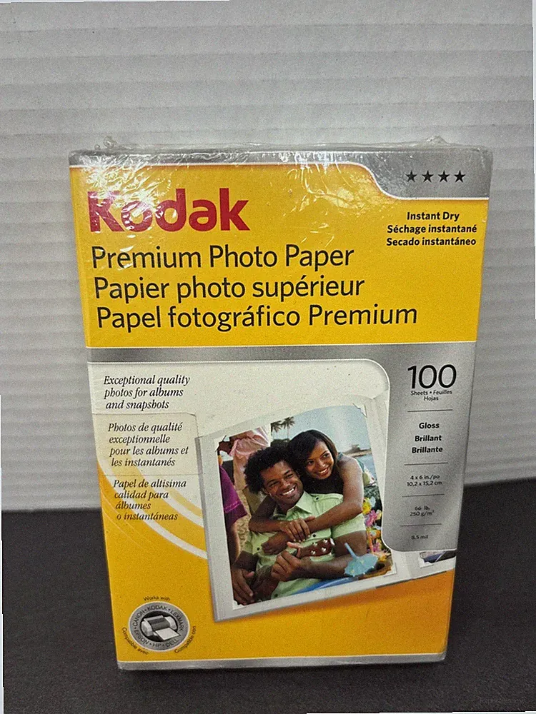 Kodak Premium Photo Paper 100 Sheets 4 x 6 Gloss Finish Ink Jet Printers NEW...