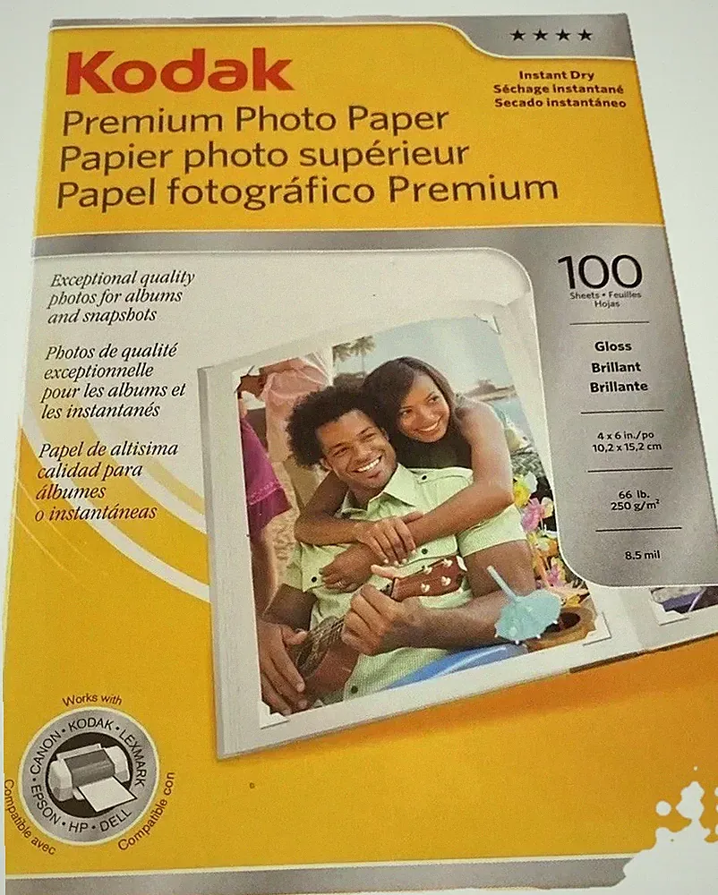 KODAK Premium Photo Paper Gloss 4"x6", 100 count INK JET PRINTERS Album Snapshot