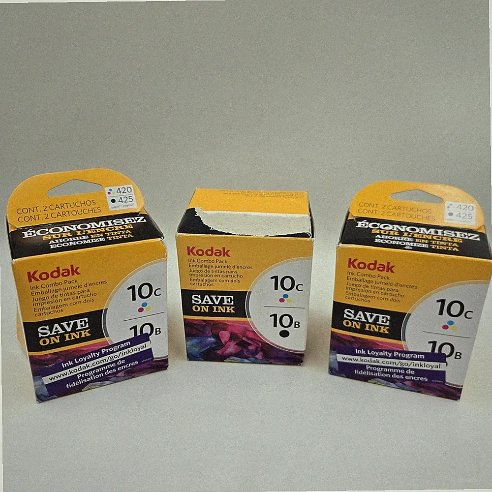Lot of 3 Factory Sealed OEM KODAK Ink Combo Pack - 10B black & 10c COLOR ink