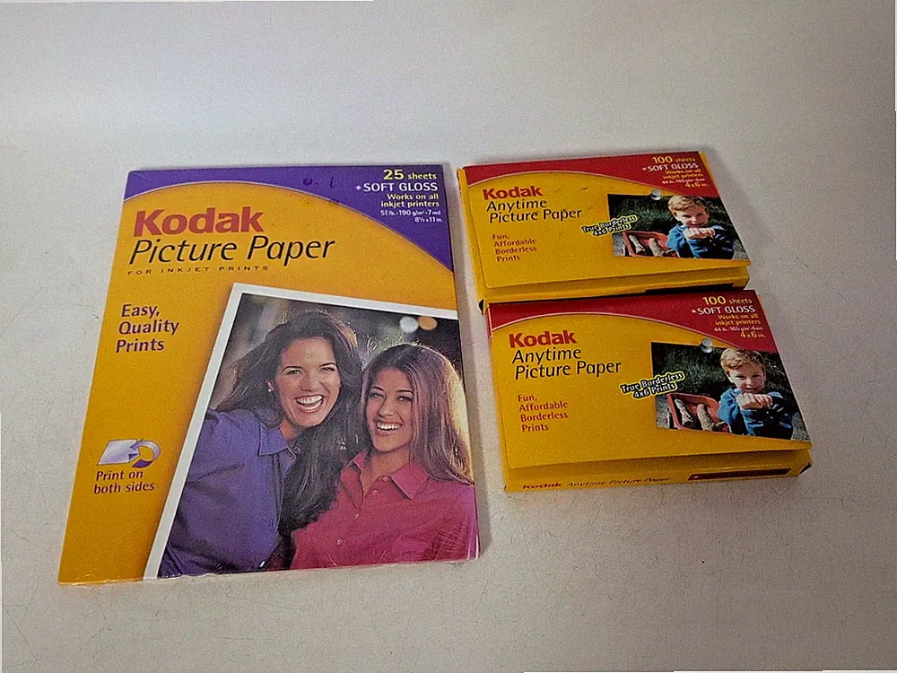 LOT OF 3, KODAK PICTURE PAPER CAT1124346 AND KODAK ANYTIME PICTURE PAPER CAT8617