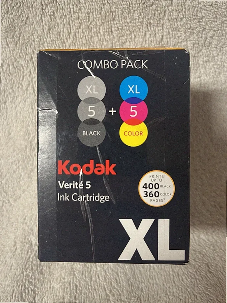 New Genuine Kodak Verite 5XL Black + Color 2PK Ink Cartridge SEALED BOX OEM