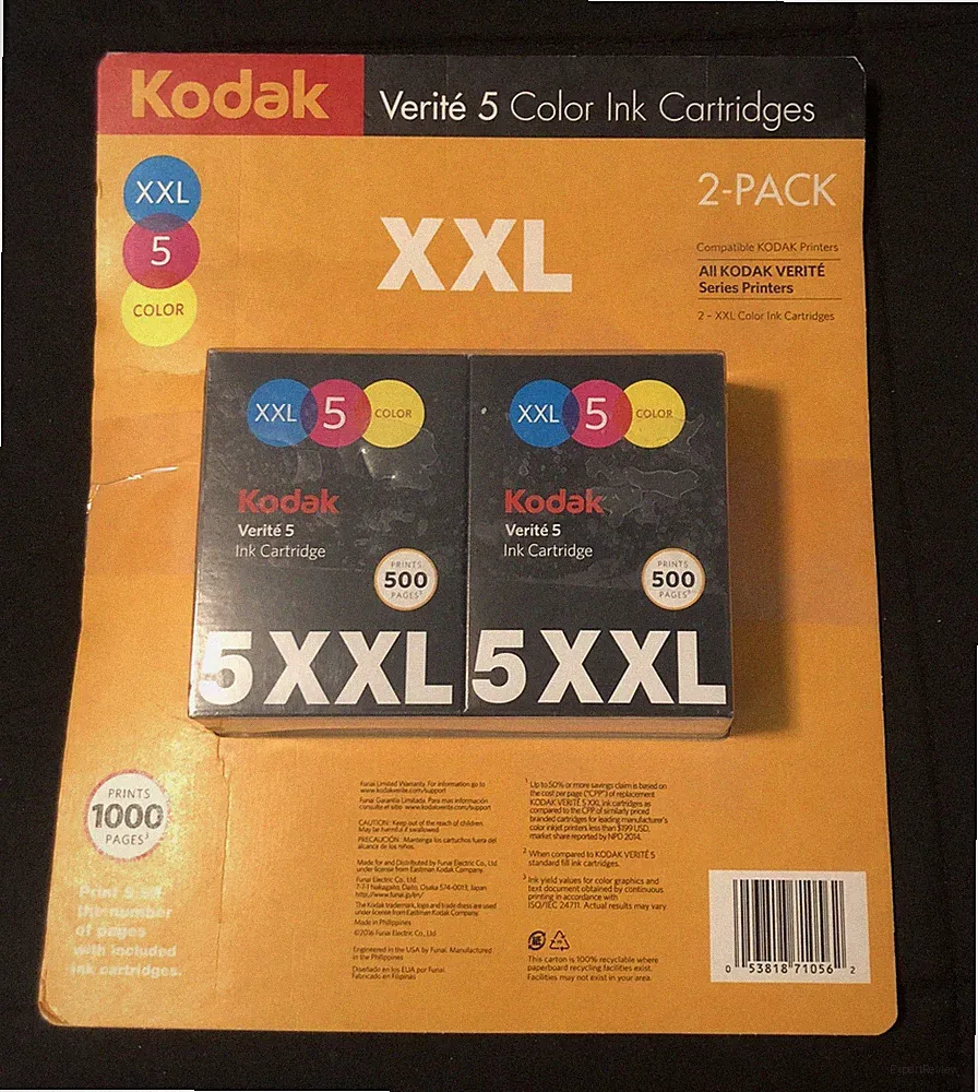 New Genuine Kodak Verite 5XXL Color Ink Cartridge 2 Pack