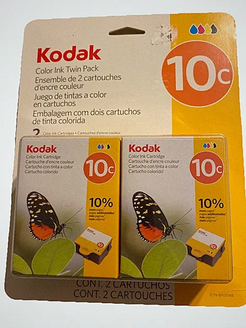 Twin Pack (2) Kodak Color Printer Ink Cartridges 10C 2x420 pages New and Sealed